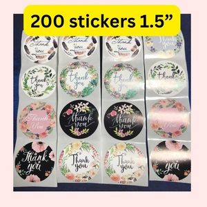 200 thank you stickers 8 designs size 1.5